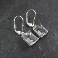 Green Aquamarine Earrings 4 Carats Sterling Silver Lever Backs Estate Jewelry
