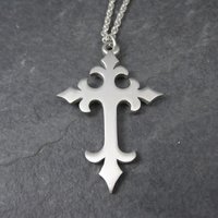 Vintage Pewter Cross Pendant Necklace Kelly Waters