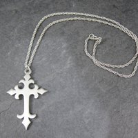 Vintage Pewter Cross Pendant Necklace Kelly Waters