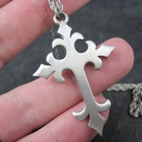 Vintage Pewter Cross Pendant Necklace Kelly Waters
