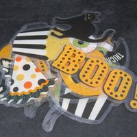 Lot of 30 Diecut Halloween Stickers Clear Glitter Scrapbooking Cardmaking