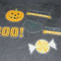 Lot of 30 Diecut Halloween Stickers Clear Glitter Scrapbooking Cardmaking
