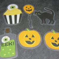 Lot of 30 Diecut Halloween Stickers Clear Glitter Scrapbooking Cardmaking