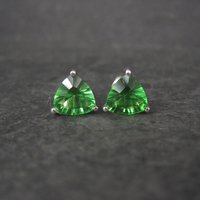 Trillion Chrome Diopside Stud Earrings 8MM Sterling Silver
