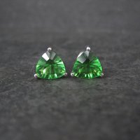 Trillion Chrome Diopside Stud Earrings 8MM Sterling Silver
