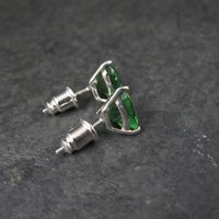 Trillion Chrome Diopside Stud Earrings 8MM Sterling Silver
