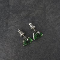Trillion Chrome Diopside Stud Earrings 8MM Sterling Silver