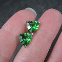 Trillion Chrome Diopside Stud Earrings 8MM Sterling Silver