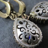 Vintage Purple Cz Earrings Sterling Silver and Bronze