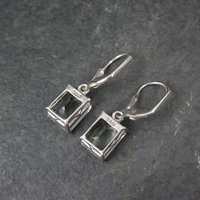 Green Aquamarine Earrings 4 Carats Sterling Silver Lever Backs Estate Jewelry