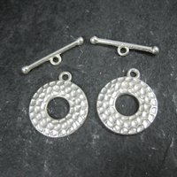 Lot of 2 Silver Toggle Clasps Hammered Texture