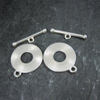 Lot of 2 Silver Toggle Clasps Hammered Texture