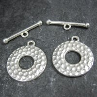 Lot of 2 Silver Toggle Clasps Hammered Texture