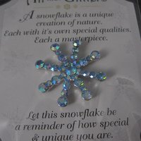 Vintage Rhinestone Snowflake Pin Grasslands Road New Old Stock