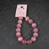 10mm Round Pink Cats Eye Fiber Optic Beads Bliss Beads