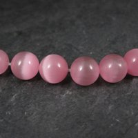 10mm Round Pink Cats Eye Fiber Optic Beads Bliss Beads