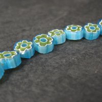 7mm Blue and Green Glass Flower Beads Bliss Beads