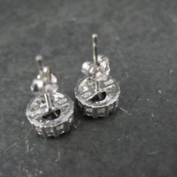 Sterling Silver Sapphire Diamond Stud Earrings