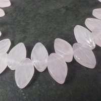 Pink Pressed Glass Leaf Beads 6x11mm Blue Moon Beads