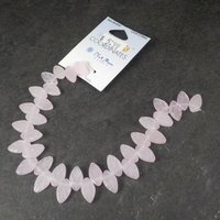 Pink Pressed Glass Leaf Beads 6x11mm Blue Moon Beads