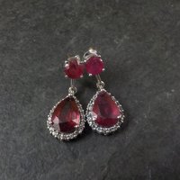 Estate Sterling Ruby White Topaz Earrings
