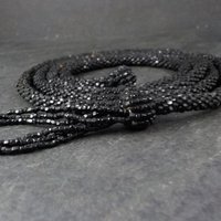 Antique Black Soft Jet Beaded Necklace, Art Deco, ca 1900 to 1920s, Victorian Mourning 42 Inches
