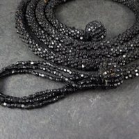 Antique Black Soft Jet Beaded Necklace, Art Deco, ca 1900 to 1920s, Victorian Mourning 42 Inches
