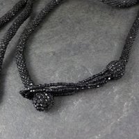 Antique Black Soft Jet Beaded Necklace, Art Deco, ca 1900 to 1920s, Victorian Mourning 42 Inches