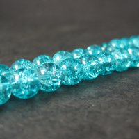 6mm Round Blue Glass Crackle Beads 14" Bead Strand