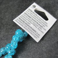 6mm Round Blue Glass Crackle Beads 14" Bead Strand