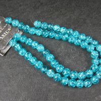 6mm Round Blue Glass Crackle Beads 14" Bead Strand
