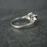 Vintage Sterling Silver Garnet Heart Ring Size 5.5