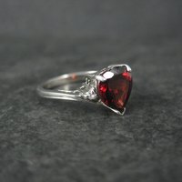 Vintage Sterling Silver Garnet Heart Ring Size 5.5