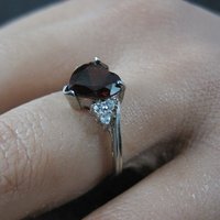 Vintage Sterling Silver Garnet Heart Ring Size 5.5