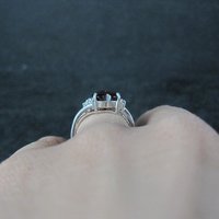 Vintage Sterling Silver Garnet Heart Ring Size 5.5