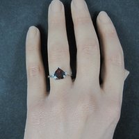Vintage Sterling Silver Garnet Heart Ring Size 5.5