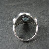 Ornate Estate Sterling 18K Blue Topaz Ring Size 7