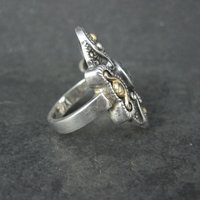 Ornate Estate Sterling 18K Blue Topaz Ring Size 7