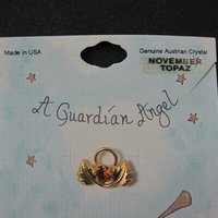 1998 Guardian Angel Pin November Topaz Birthstone Crystal New Old Stock
