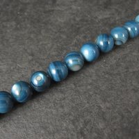 Traditions Natural Gallery 7mm Round Blue Mother of Pearl Shell Bead Strand