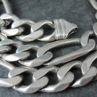 Vintage Italian Sterling Figaro Chain Necklace 22 Inches 10MM Wide