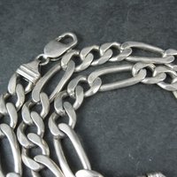Vintage Italian Sterling Figaro Chain Necklace 22 Inches 10MM Wide