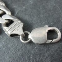 Vintage Italian Sterling Figaro Chain Necklace 22 Inches 10MM Wide