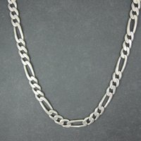 Vintage Italian Sterling Figaro Chain Necklace 22 Inches 10MM Wide