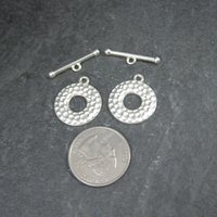 Lot of 2 Silver Toggle Clasps Hammered Texture
