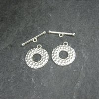 Lot of 2 Silver Toggle Clasps Hammered Texture