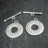 Lot of 2 Silver Toggle Clasps Hammered Texture