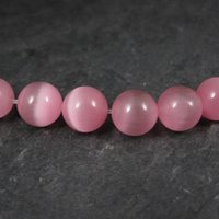 10mm Round Pink Cats Eye Fiber Optic Beads Bliss Beads