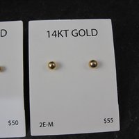 14K Yellow Gold Ball Stud Piercing Earrings 3mm OR 4mm New Old Stock