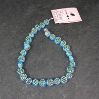 7mm Blue and Green Glass Flower Beads Bliss Beads